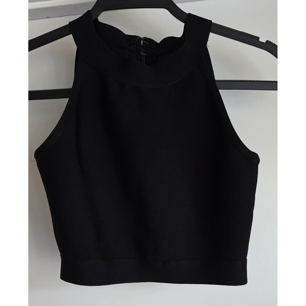 ANGL Crop Top Women S Black Sleeveless Solid Blouse Shirt Camisole Tank